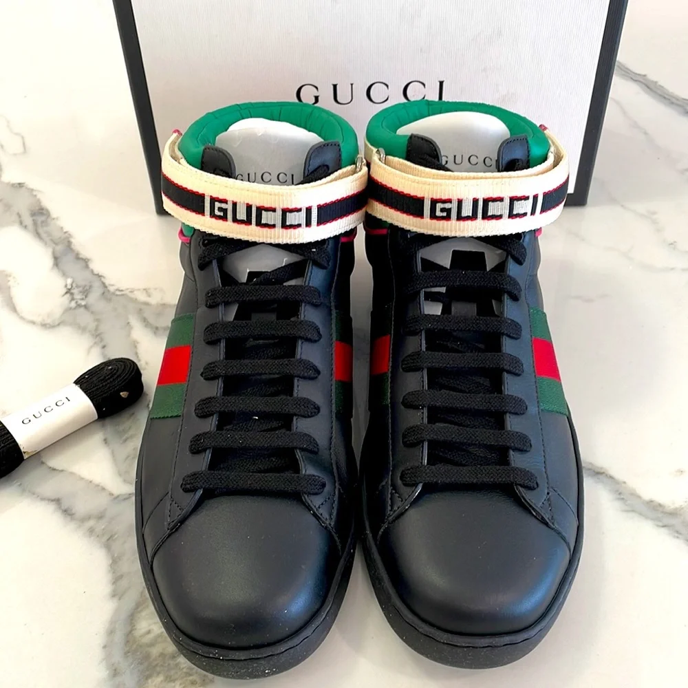 Gucci Mens Ace High Top Sneakers - Picture 2 of 7